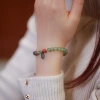 Niche design Hetian jade round bead single-ring bracelet 925 Silver Small Fish 6MM Hetian jade retro Chinese style for good fortune Specification image